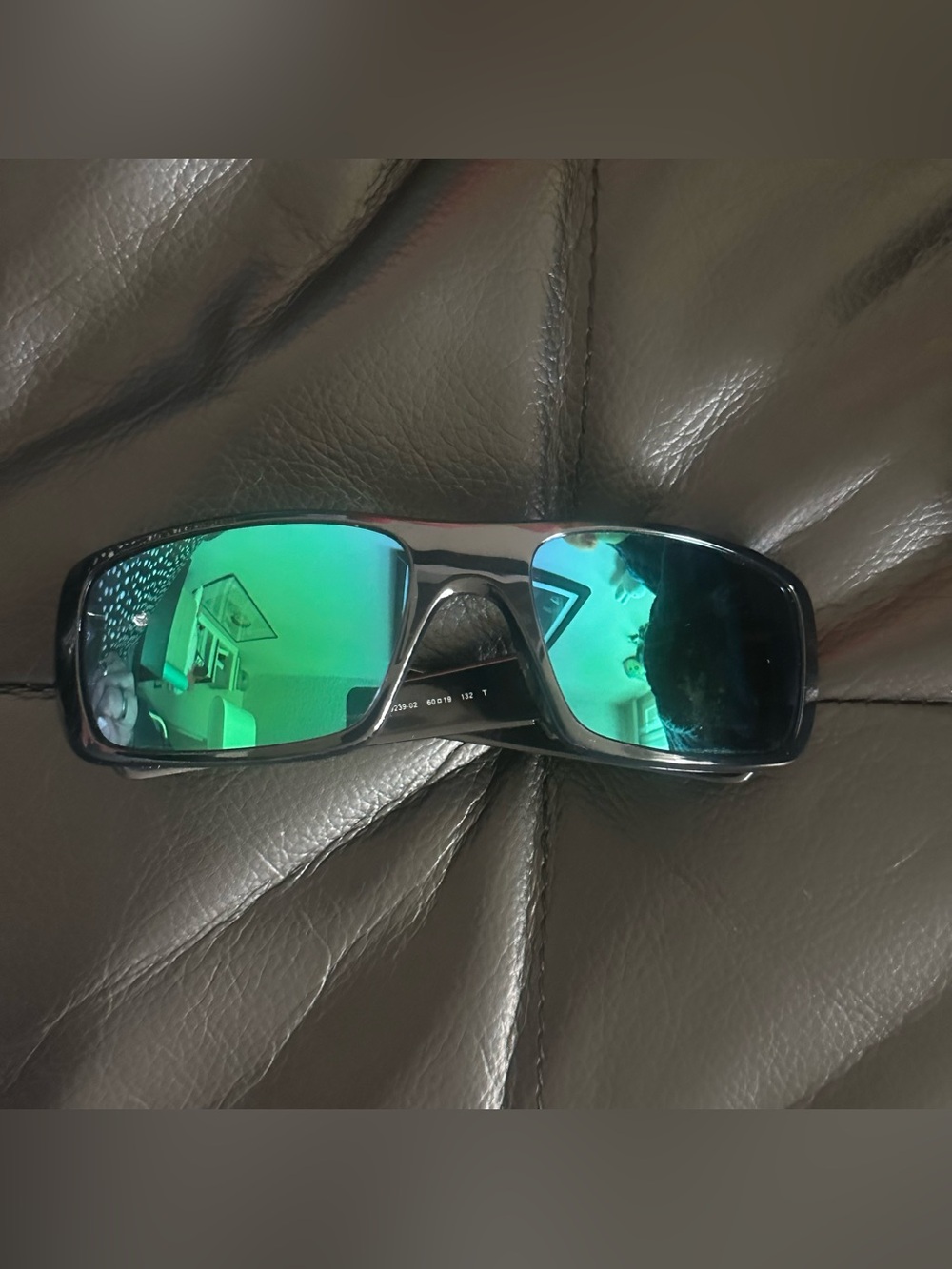 Oakley Men's Crankshaft Black Frame Sunglasses with Green Mirrored Lenses